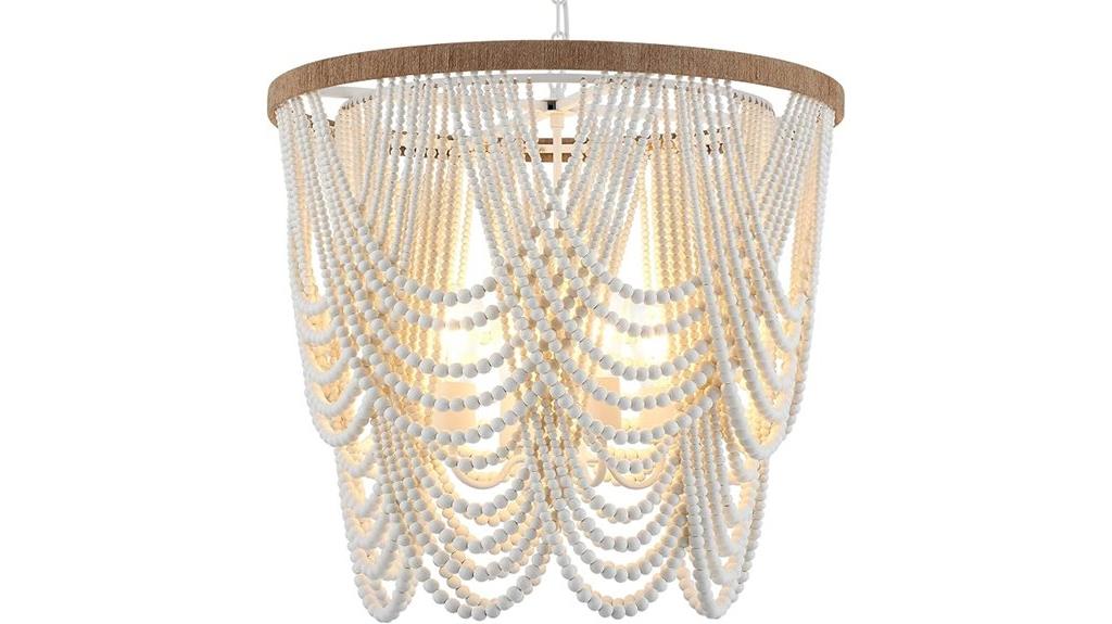 wood beaded chandelier