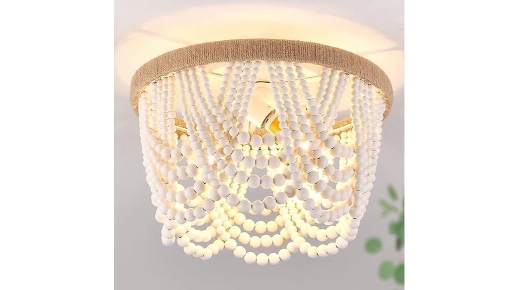 wood beaded flush mount