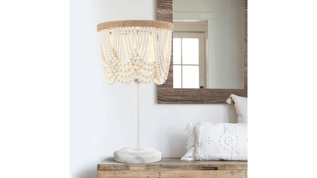 wood beaded table lamp