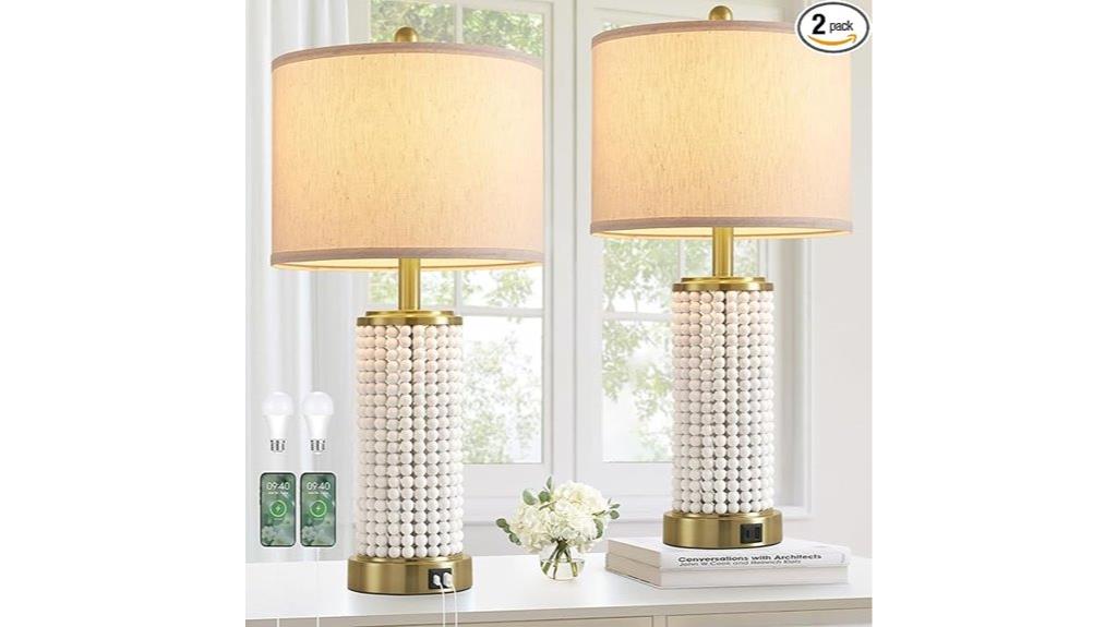 wood beaded touch lamps
