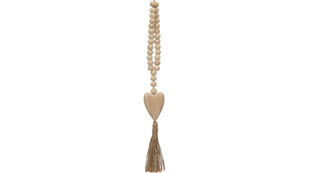 wood beads heart pendant