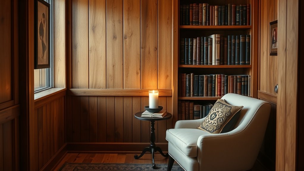 wooden accents and textiles