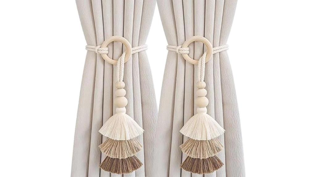 wooden bead curtain tiebacks