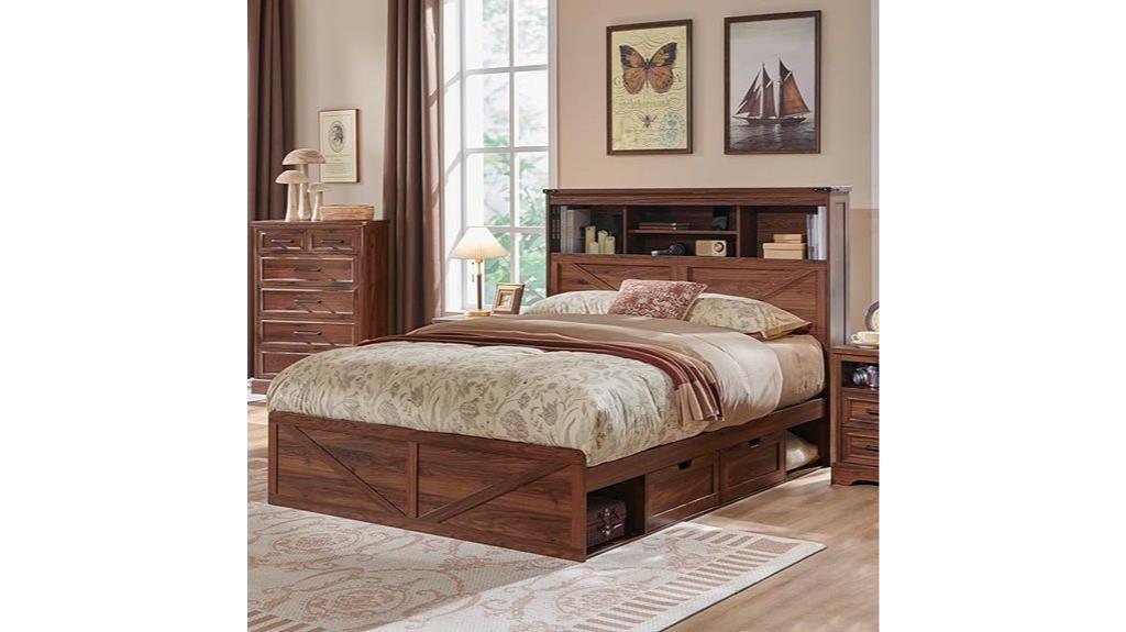 wooden farmhouse bed