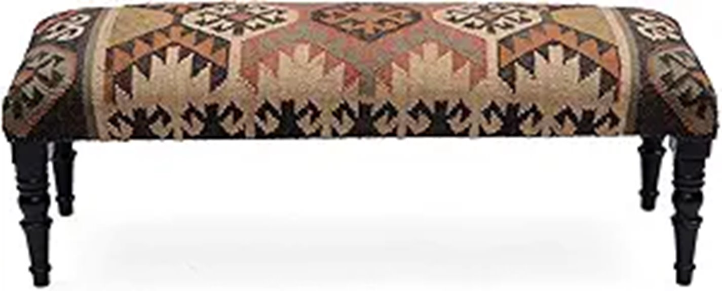 wool jute kilim bench