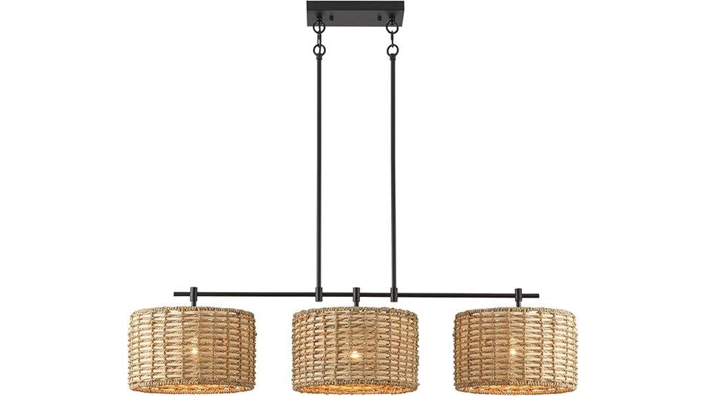 woven rattan chandelier fixture