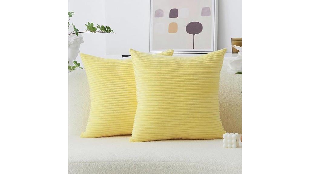 yellow velvet corduroy pillows
