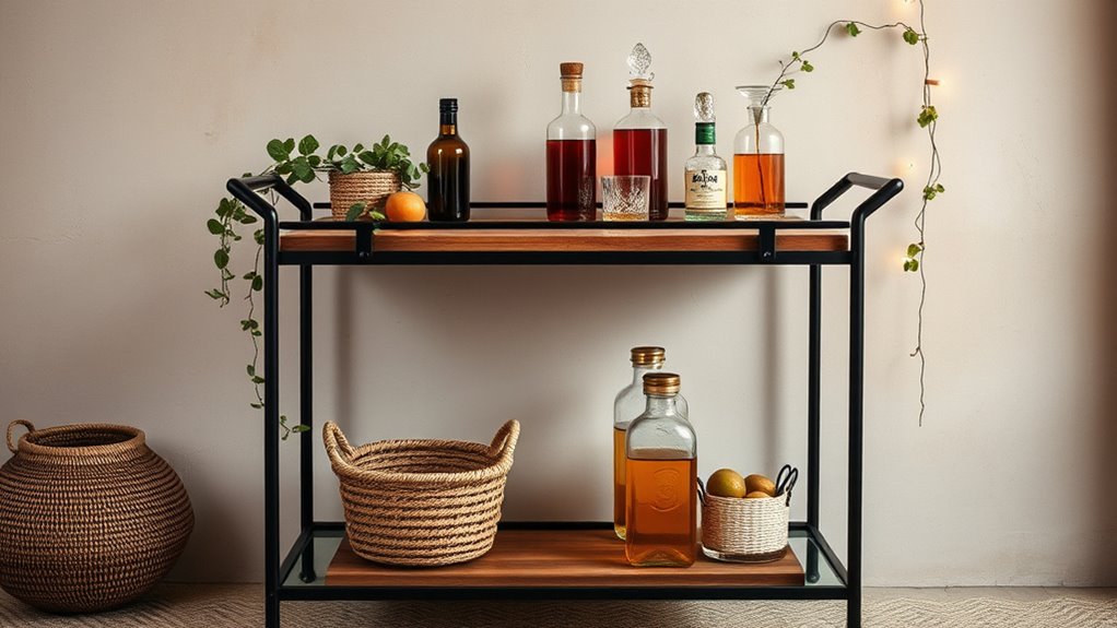 boho bar cart decor