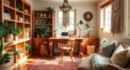 boho built in desk storage