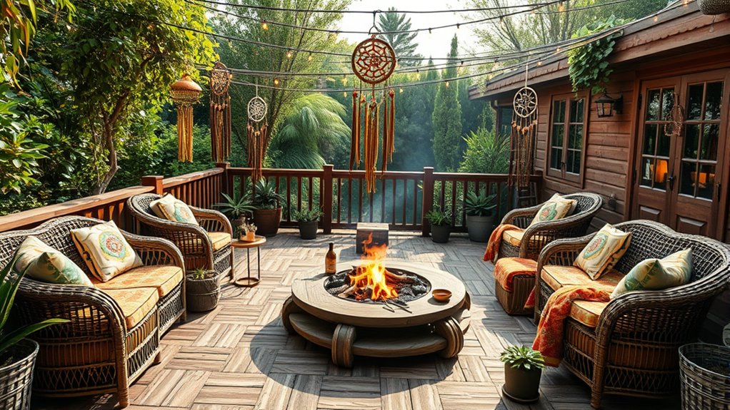 boho deck fire pit