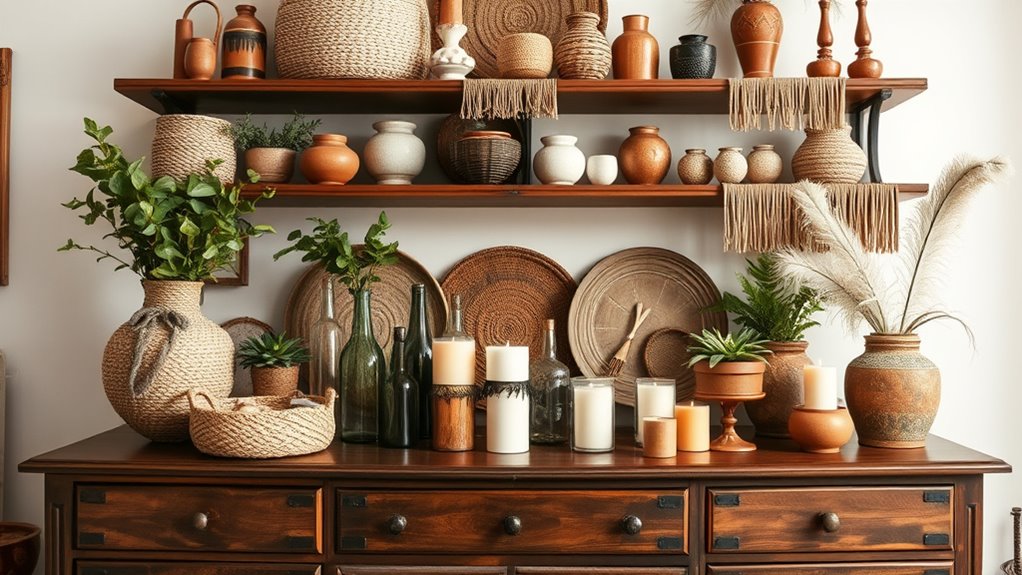 boho dresser shelf styling