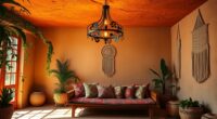 boho interiors highlighted by statement lighting