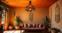 boho interiors highlighted by statement lighting