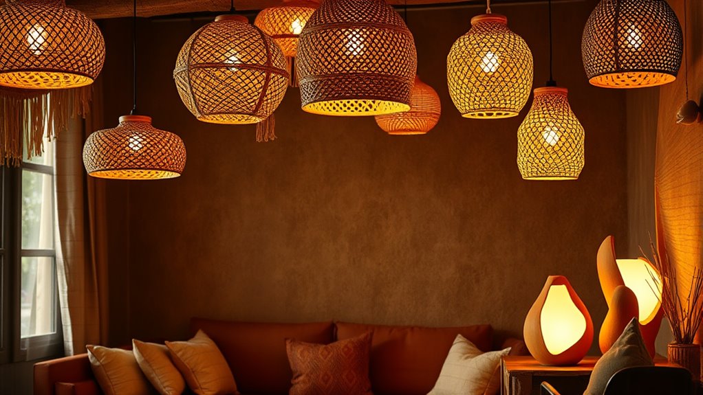 boho lighting rattan sculptural