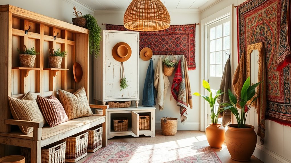 boho mudroom entryway design
