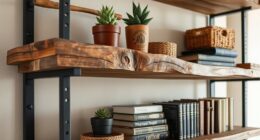 boho raw wood shelves