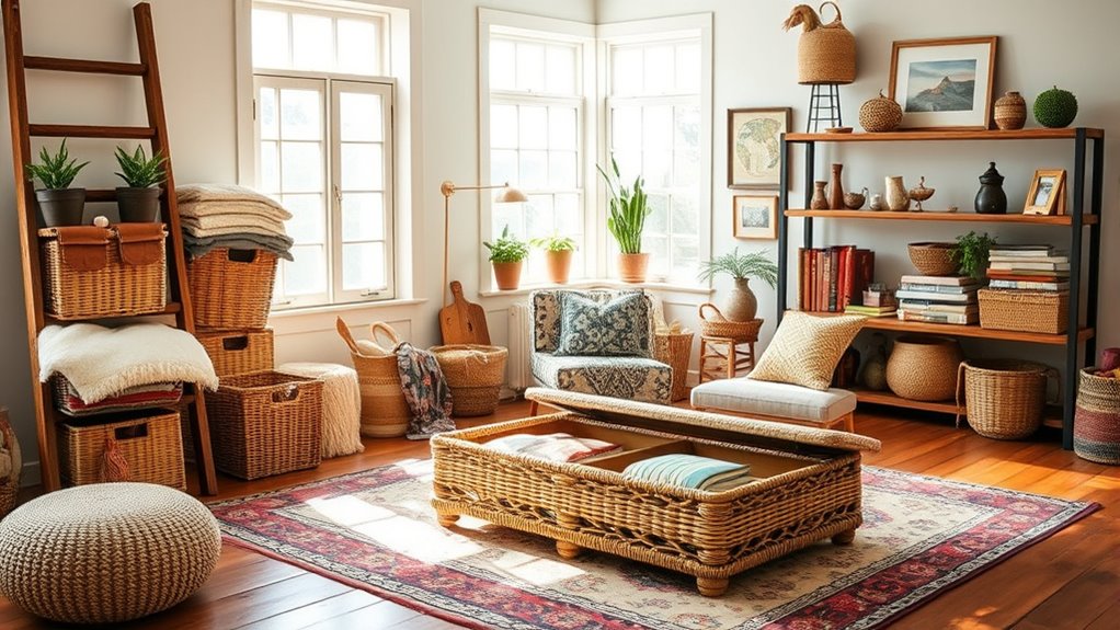 boho style storage solutions