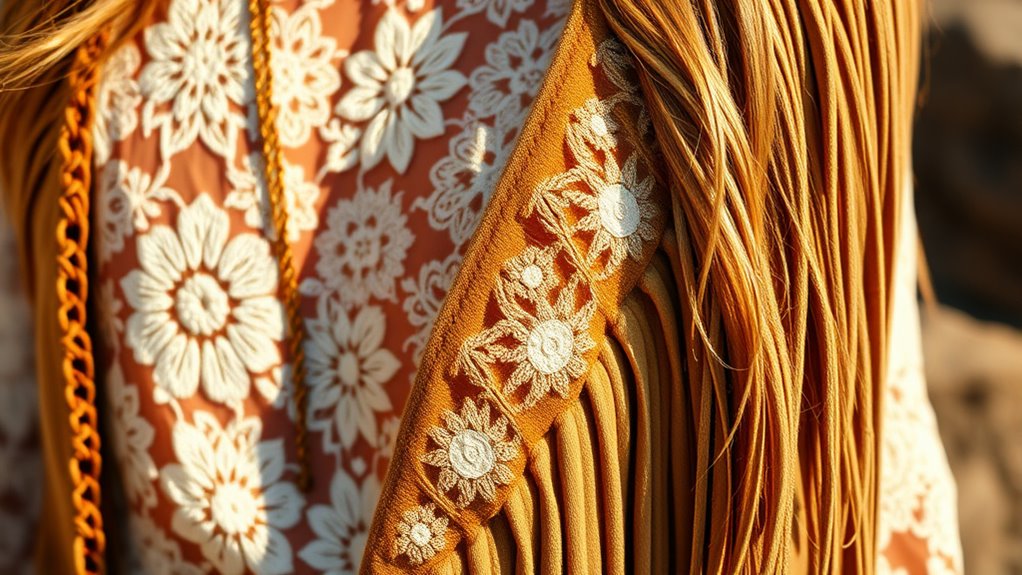 boho textures lace crochet suede