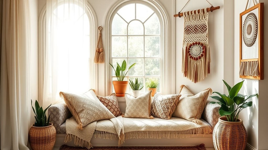 cozy boho reading nook