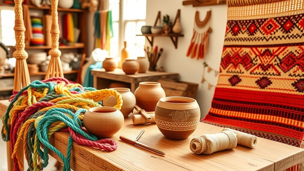 crafting with textiles and clay