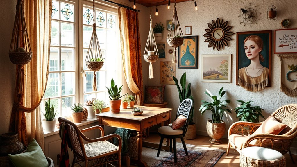 create a relaxed boho workspace