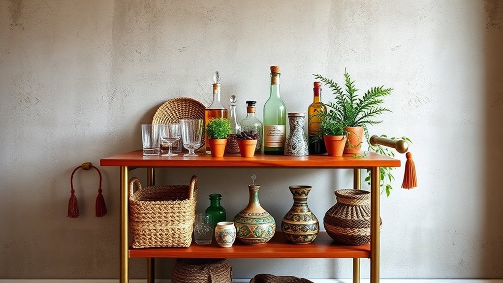 eclectic colorful vintage bar