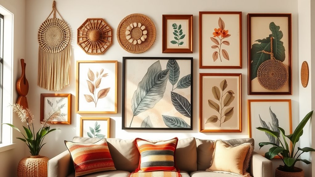 eclectic colorful wall arrangement
