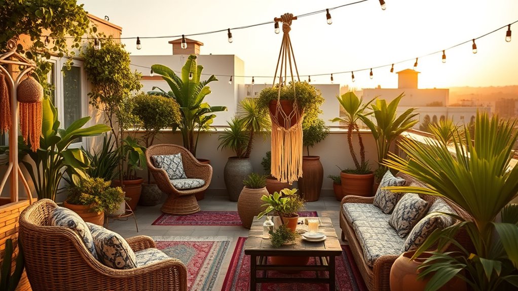 eclectic lush cozy outdoor space