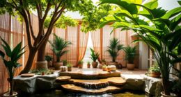 indoor water and plant decor