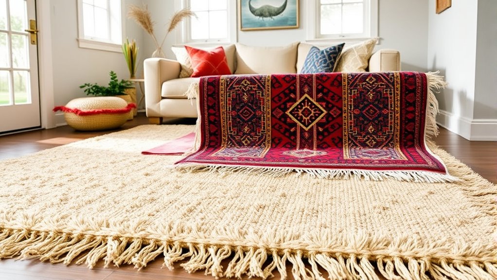 layer rugs for boho