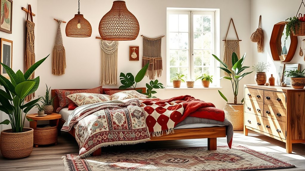 layered textiles and greenery