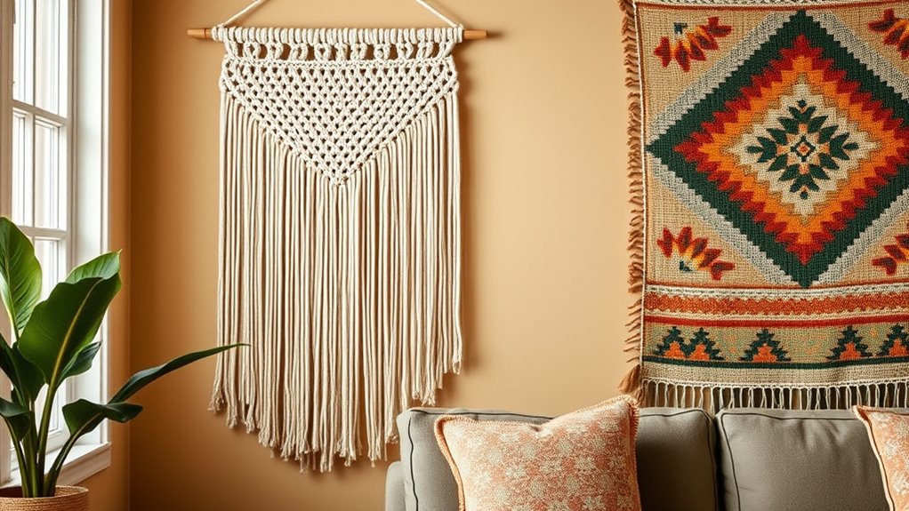 macrame and woven wall art