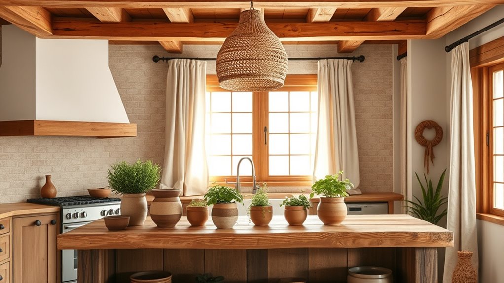 natural elements in boho kitchens