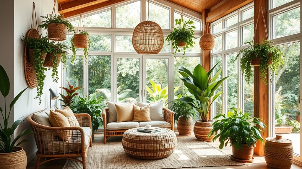 natural materials and greenery