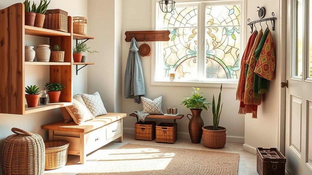 stylish functional boho mudroom