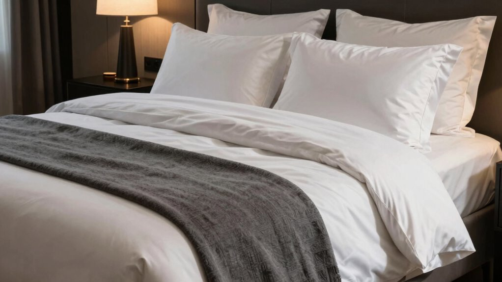 layered luxurious hotel bedding