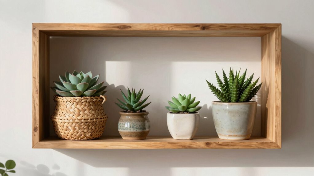 minimalist boho shelf styling