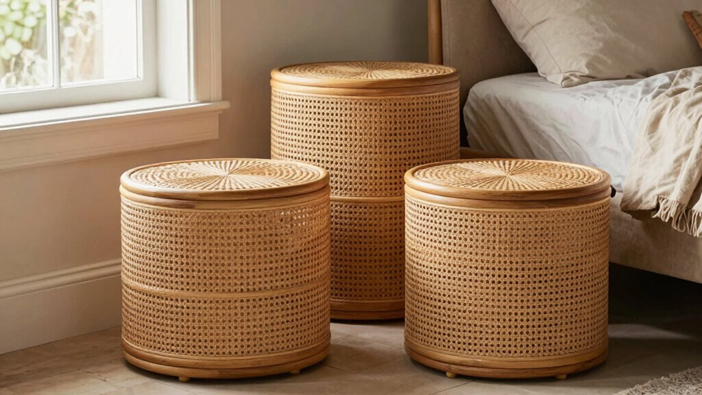 rattan bedside table features