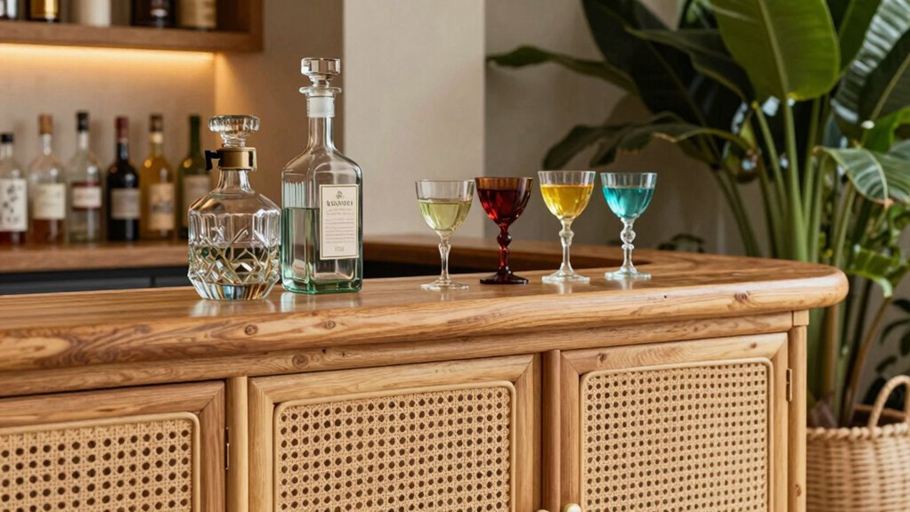 top boho rattan bar cabinets