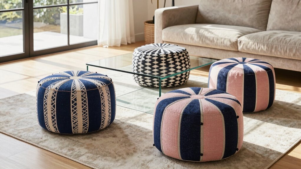 top two large floor poufs