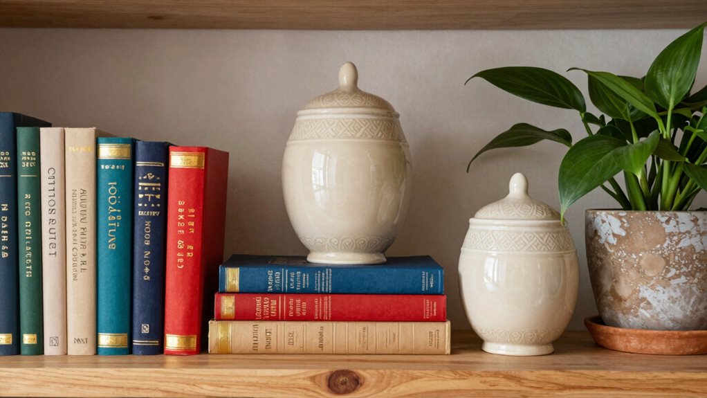 balanced colorful shelf arrangement