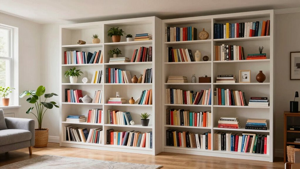balanced stylish bookcase arrangement