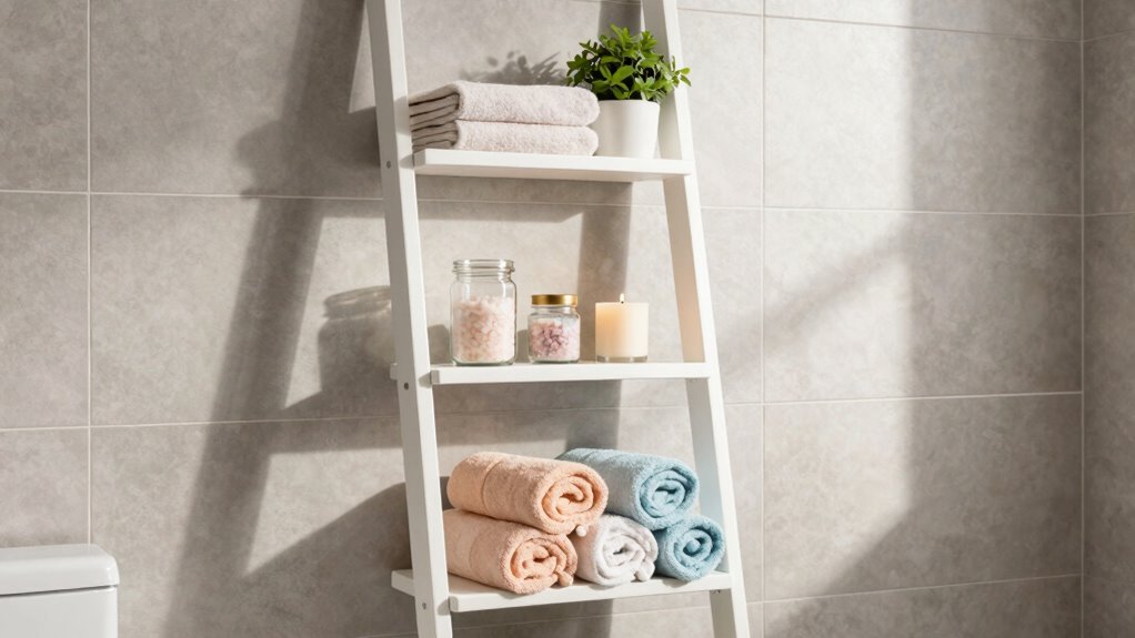 bathroom ladder shelf styling