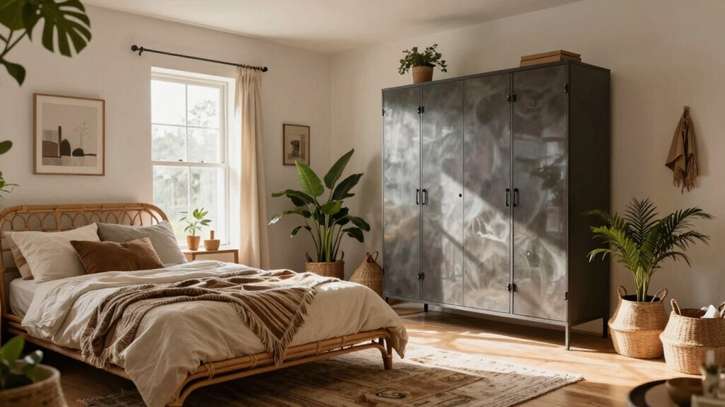 cluttered bed arrangement disrupts calm
