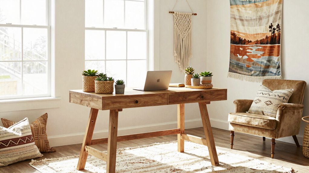 cozy natural balanced workspace