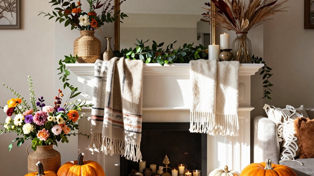 seasonal boho mantel decor
