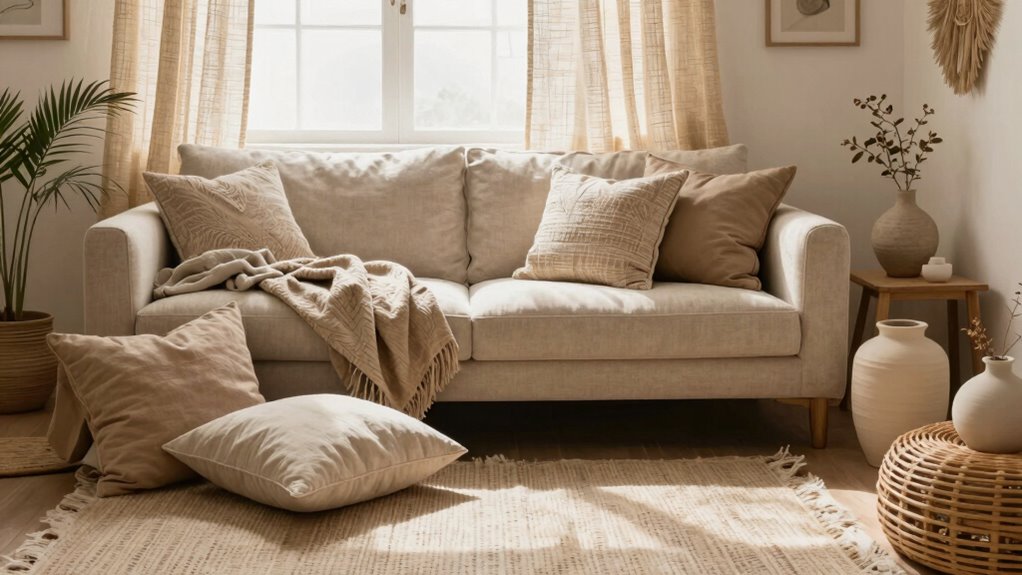 soft contrast enhances boho interiors