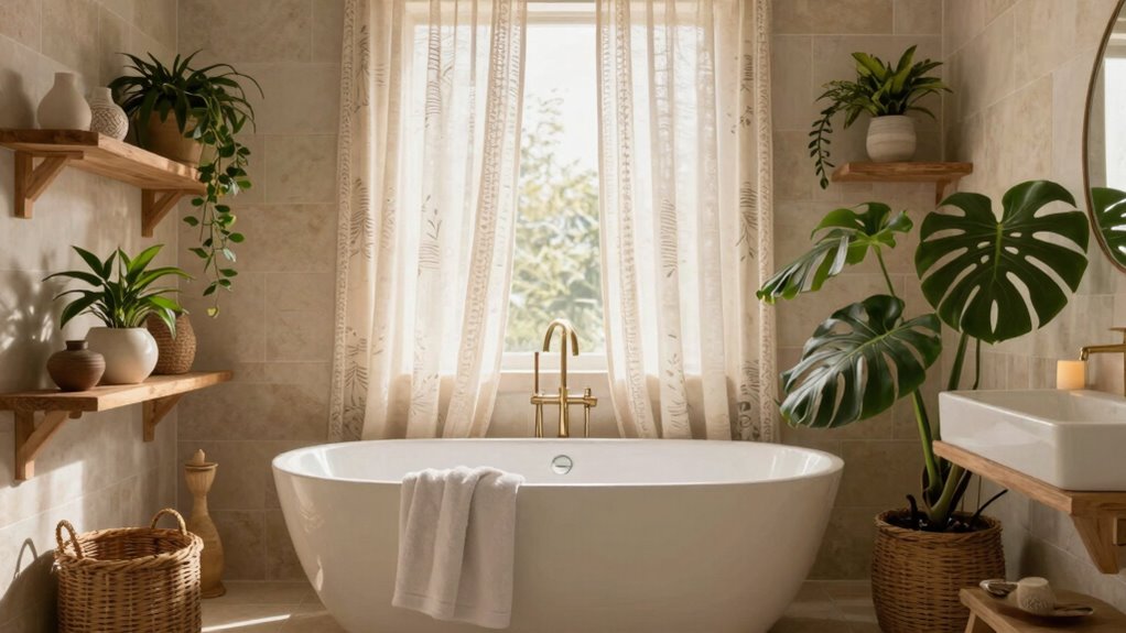 spa inspired boho bathroom upgrade